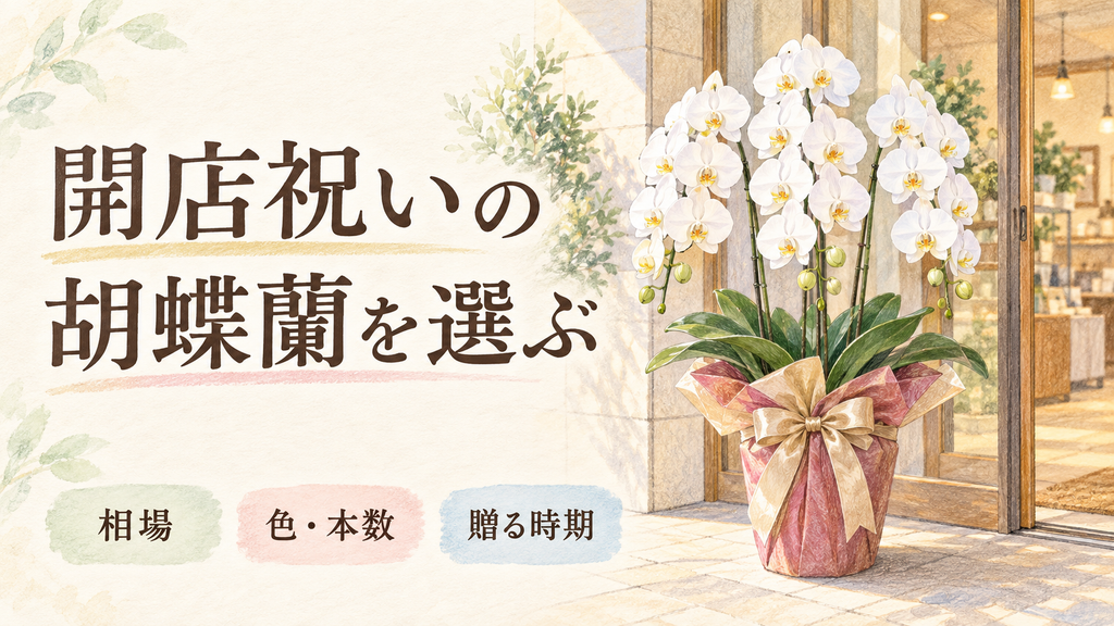 開店祝いの胡蝶蘭を選ぶ！相場・色・本数と贈る時期をわかりやすく解説の結論を示す手書き図解