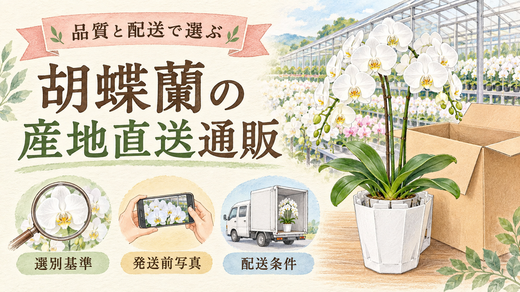 胡蝶蘭の産地直送通販を選ぶ方法！品質と配送で失敗しない確認ポイントの結論を示す手書き図解