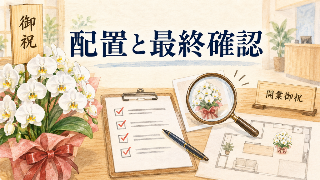 縦横の配置と完成見本を注文前に確認するの結論を示す手書き図解