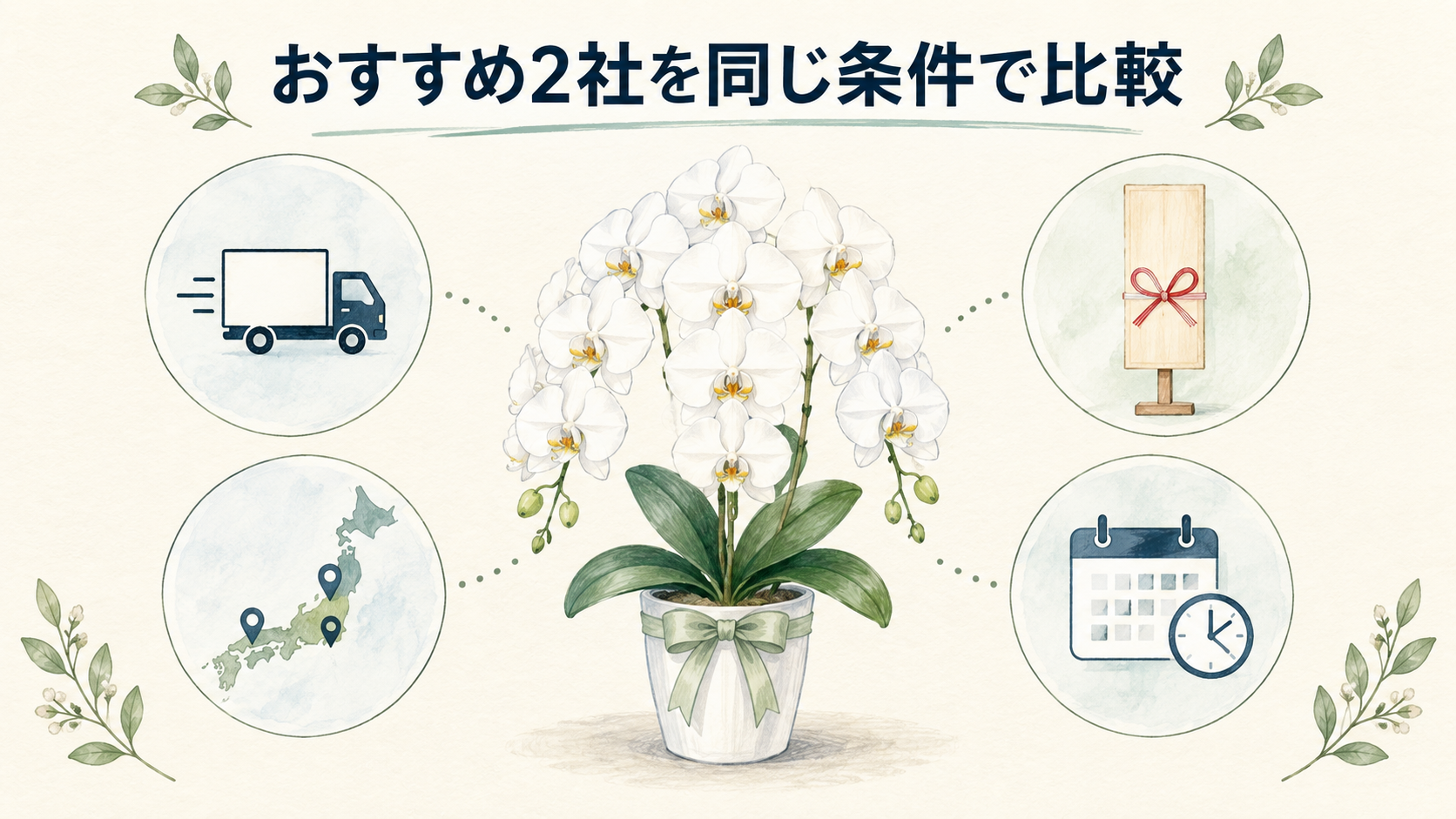 おすすめ通販2社を同じ条件で比較するの結論を示す手書き図解