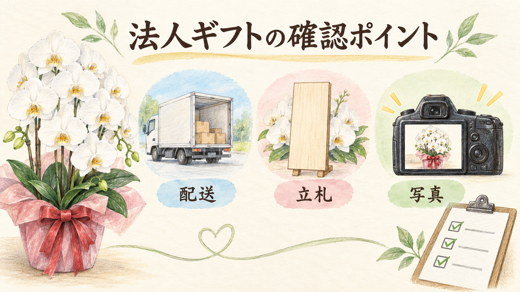 PREMIER GARDENは確認を重視する法人ギフトに向くの結論を示す手書き図解